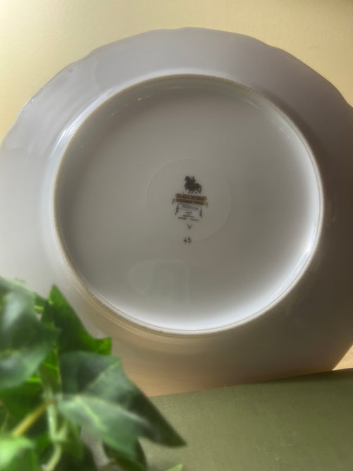 Vintage Floral Rim Soup Bowl with Gold Filigree